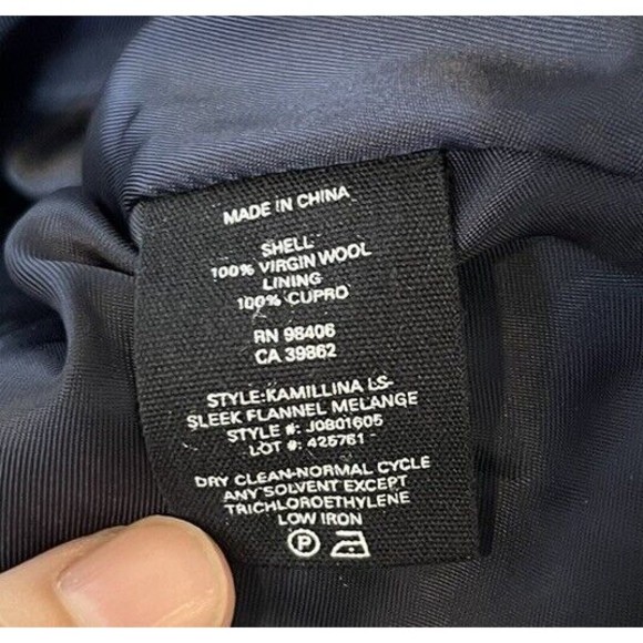 Theory Navy Wool Flannel Long Sleeve Mini Dress Size 6 - Picture 7 of 9